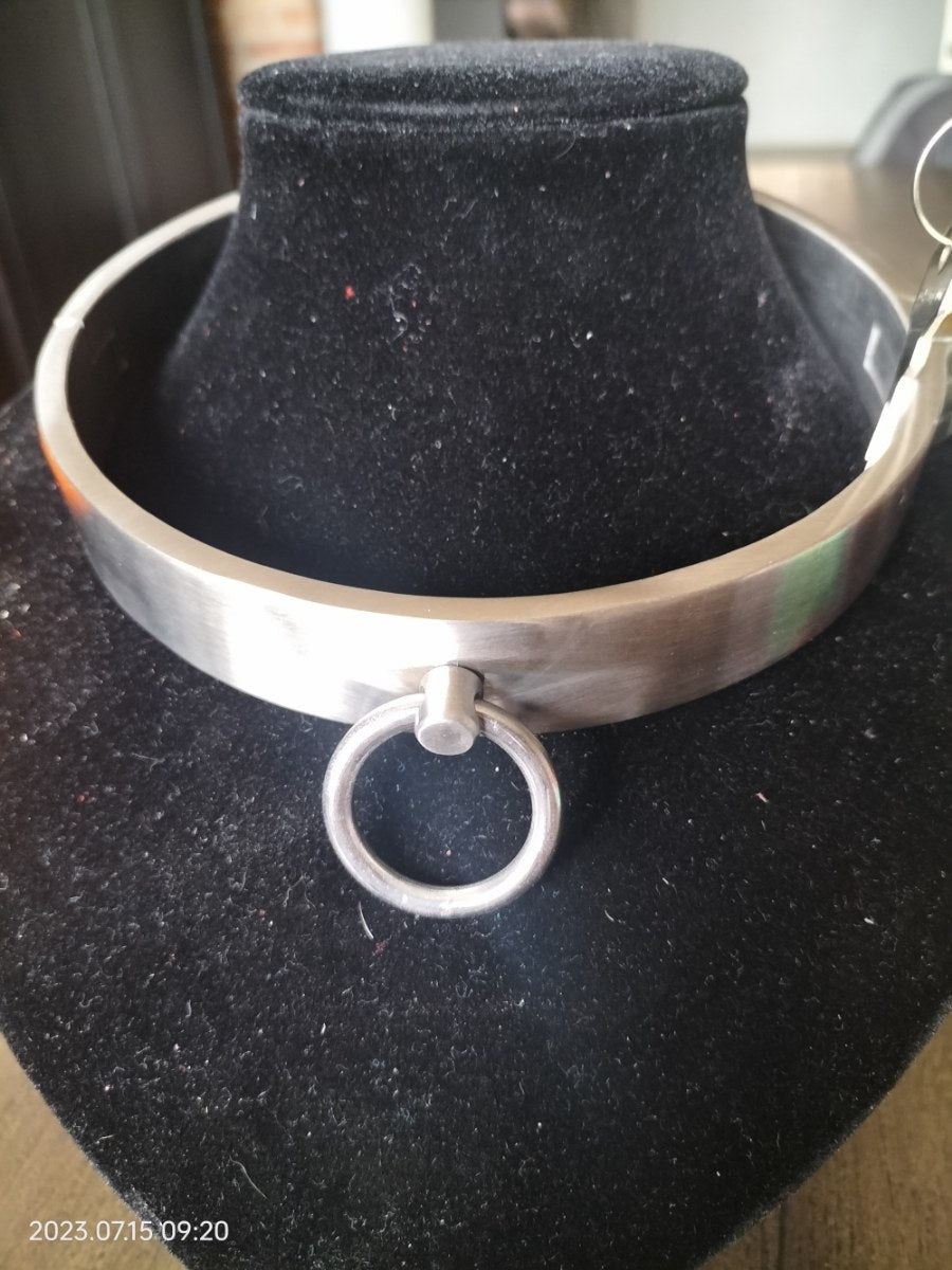 RVS platte collar met slot - SM - speeltjes