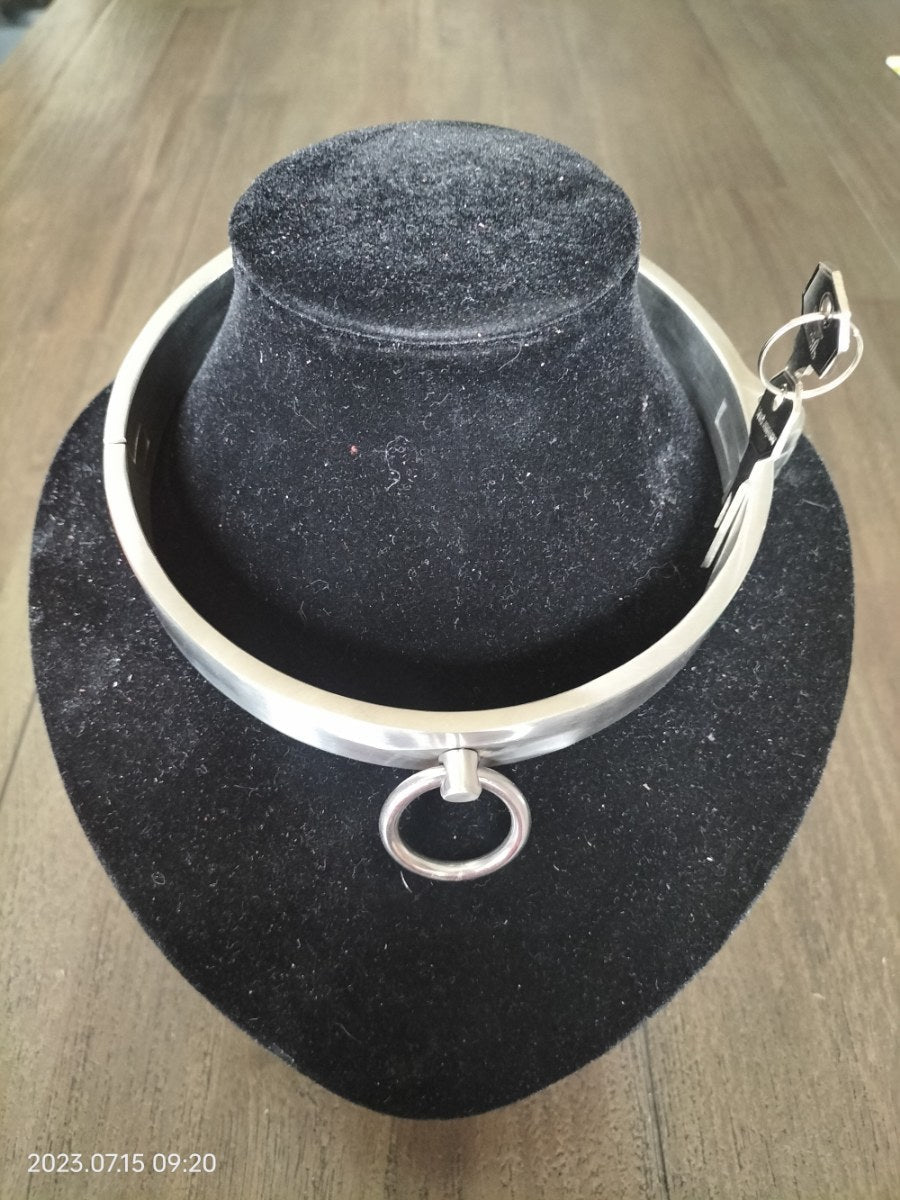 RVS platte collar met slot - SM - speeltjes
