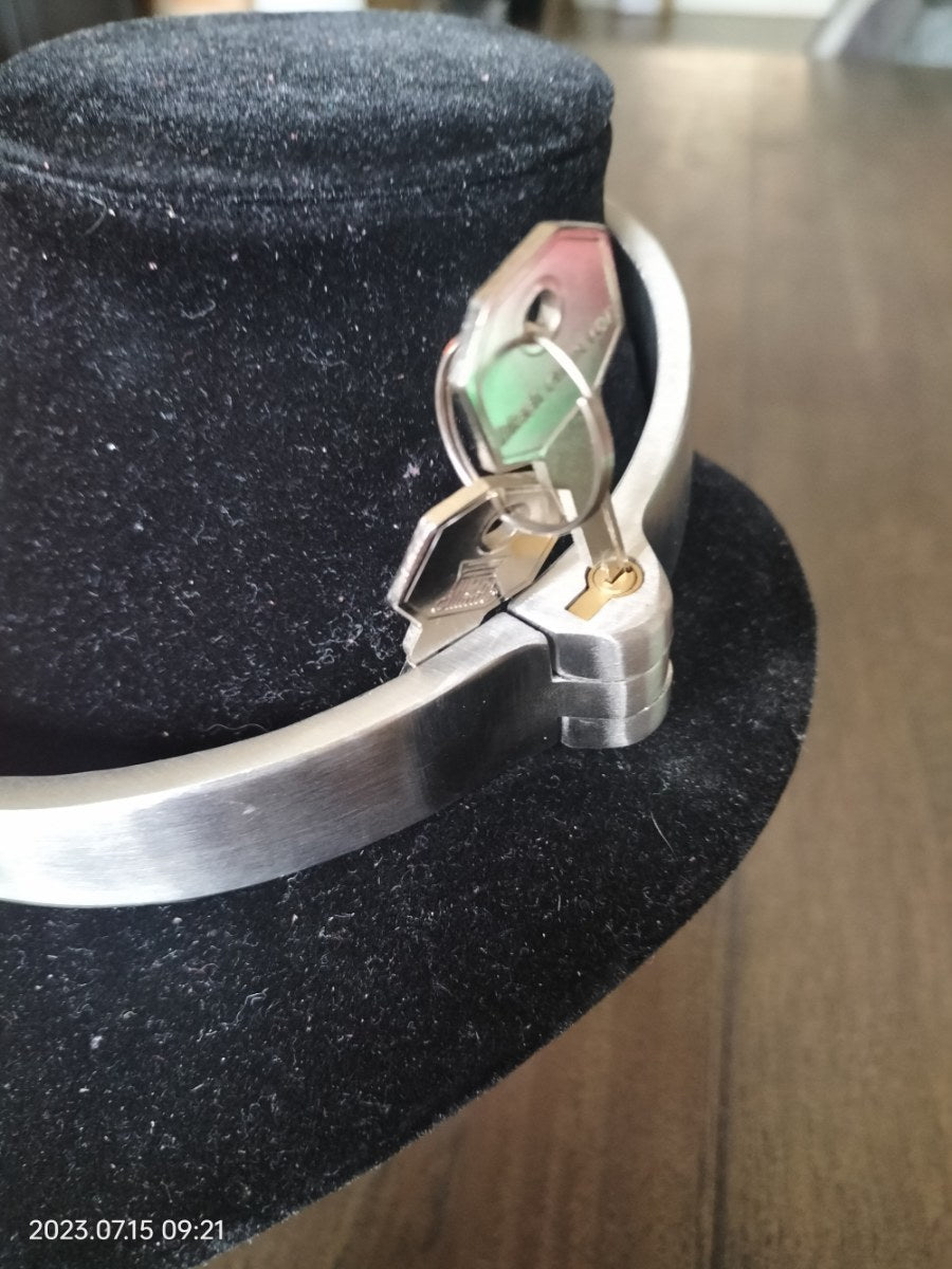 RVS platte collar met slot - SM - speeltjes