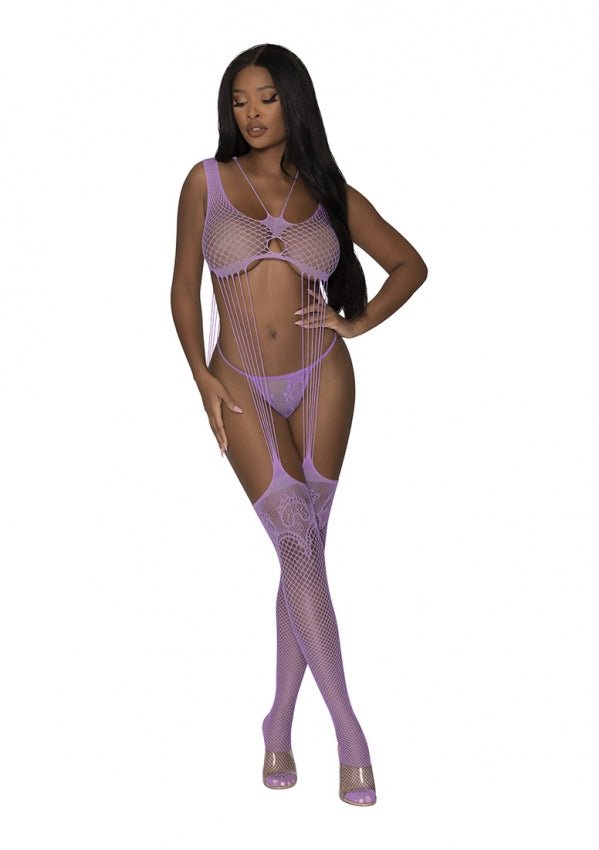 Seamless Body Stocking & G - Set LIME, RED of LAVENDEL OS - SM - speeltjes