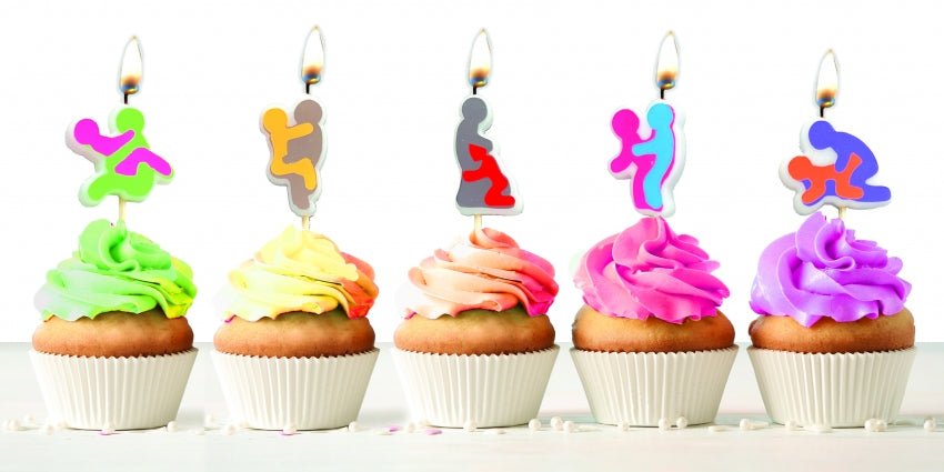 Seks standjes taart kaarsen - SM - speeltjes