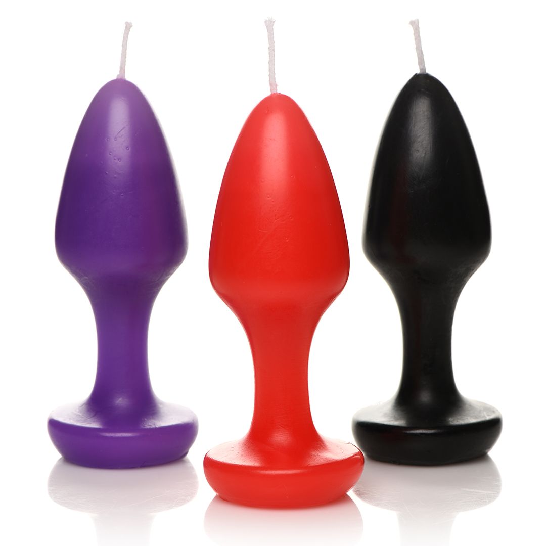 Set van 3 druppelkaars in buttplug vorm - SM - speeltjes