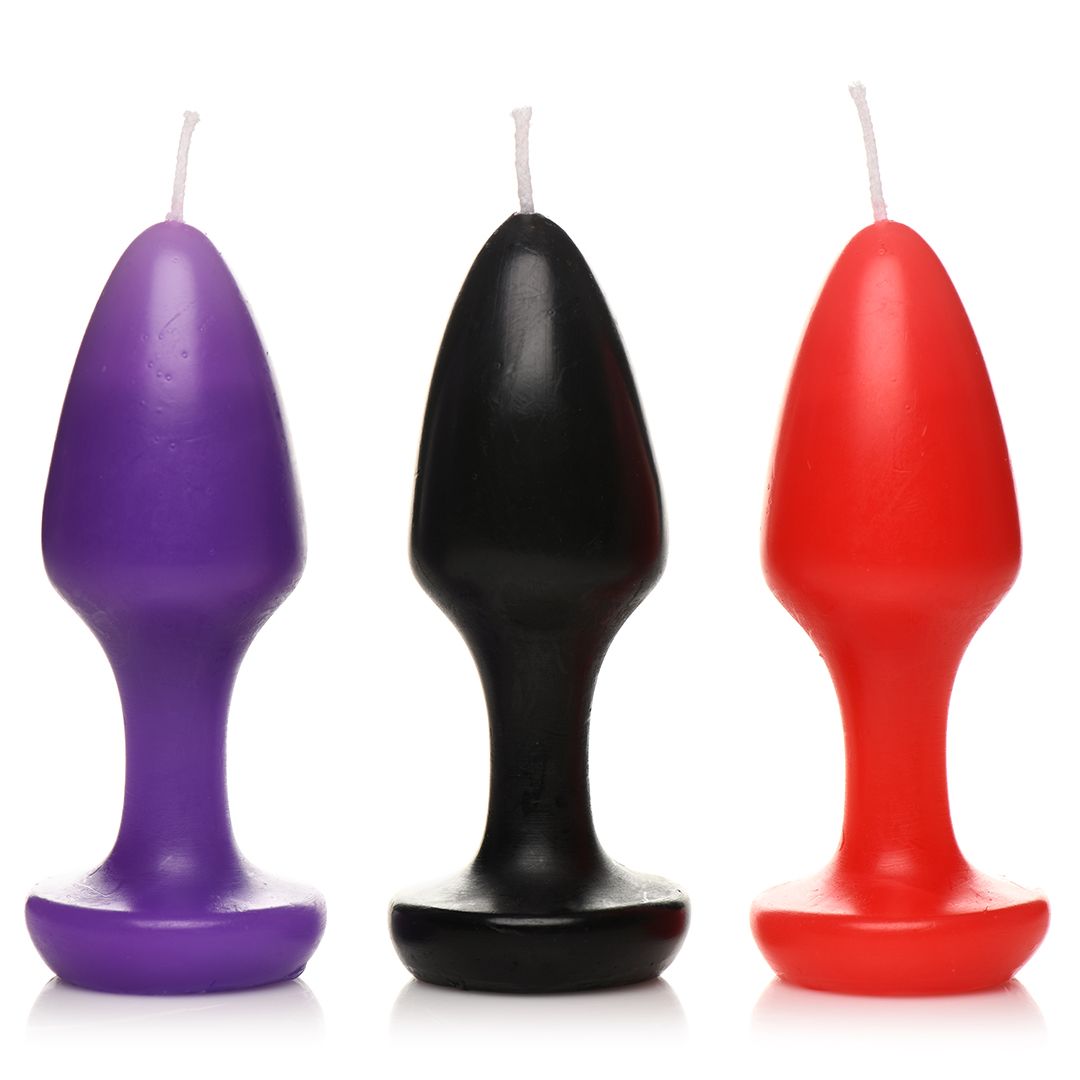 Set van 3 druppelkaars in buttplug vorm - SM - speeltjes