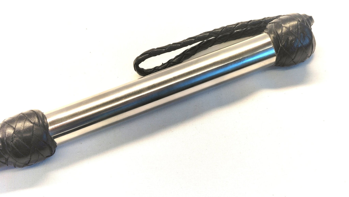 Sjambok Leren Zweep 80cm - Gevlochten Bullwhip RVS Handvat - SM - speeltjes