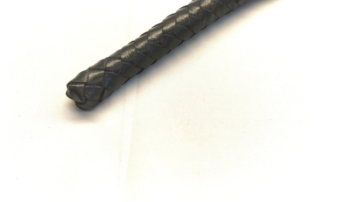 Sjambok Leren Zweep 80cm - Gevlochten Bullwhip RVS Handvat - SM - speeltjes
