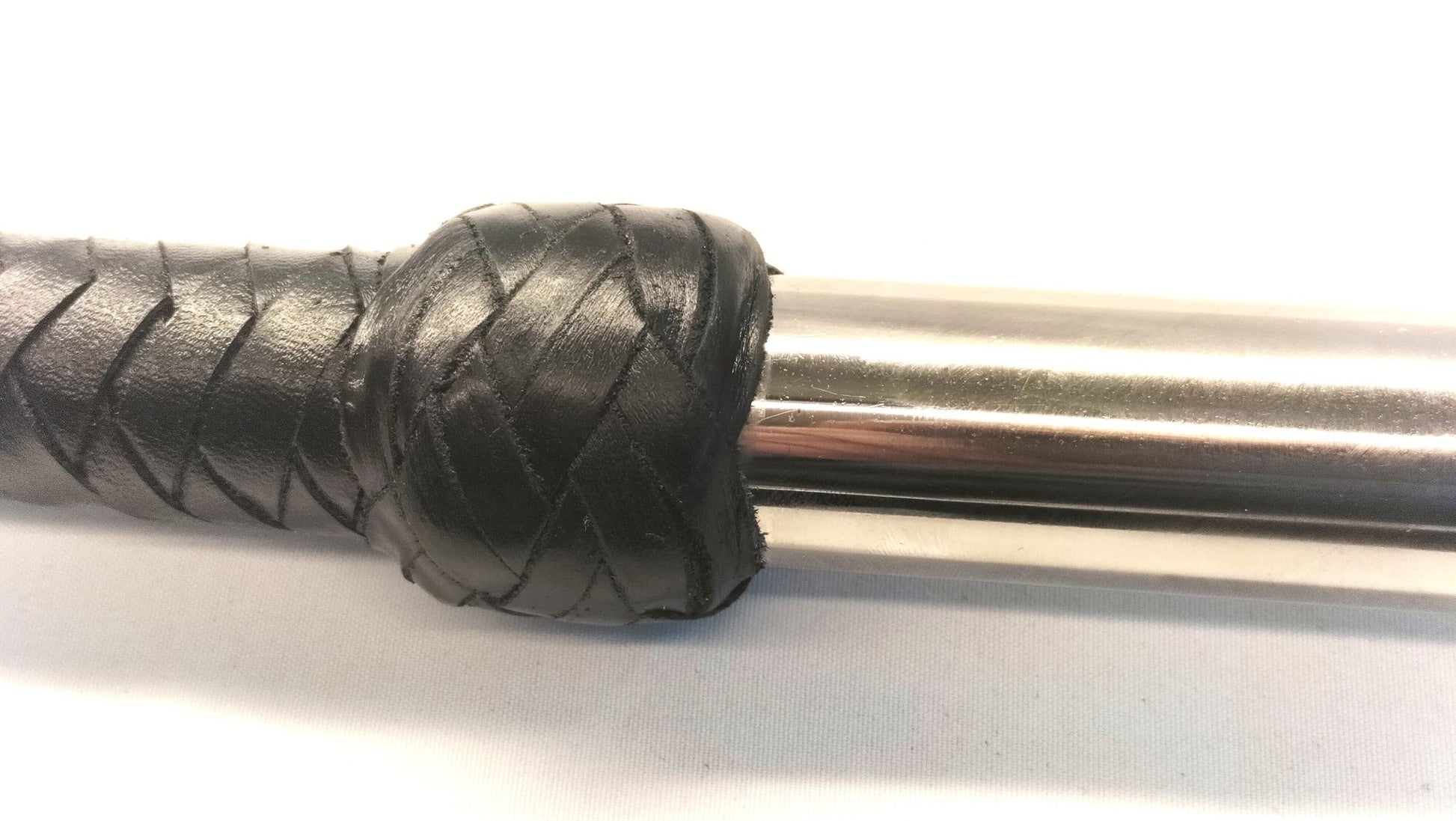 Sjambok Leren Zweep 80cm - Gevlochten Bullwhip RVS Handvat - SM - speeltjes