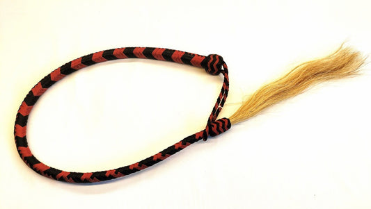 Snake Whip 105cm Koeienhaar - Impact Play Zweep BDSM Toy Zwart Rood - BDSM - SM - speeltjes