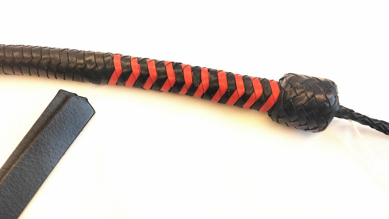 Snake Whip 120cm Dubbele Flap - Impact Play Zweep BDSM Toy Zwart - BDSM - SM - speeltjes