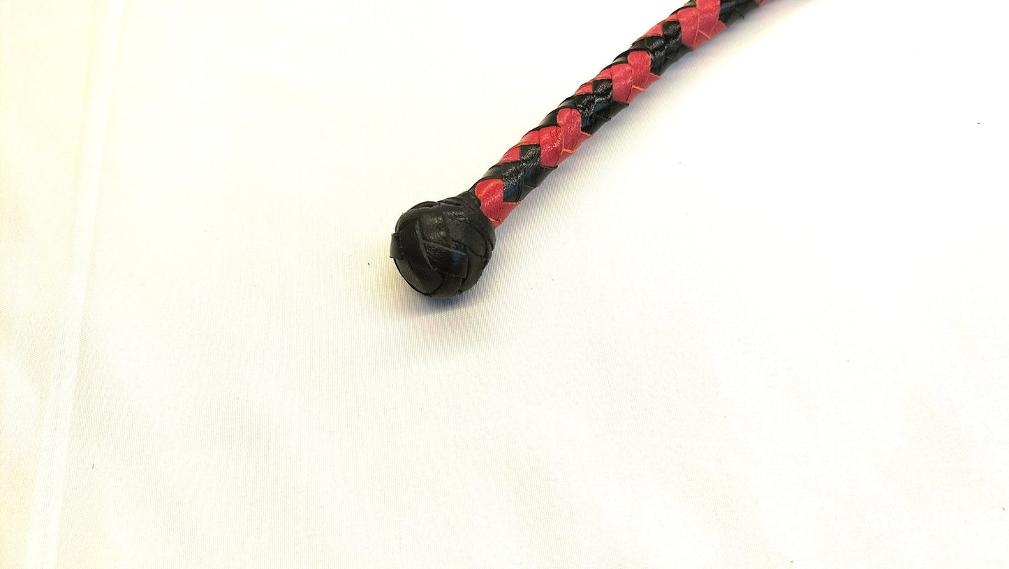 Snake Whip 60cm Monkey Knot - Impact Play Zweep BDSM Toy Zwart Rood - BDSM - SM - speeltjes