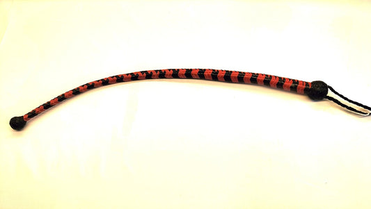 Snake Whip 60cm Monkey Knot - Impact Play Zweep BDSM Toy Zwart Rood - BDSM - SM - speeltjes