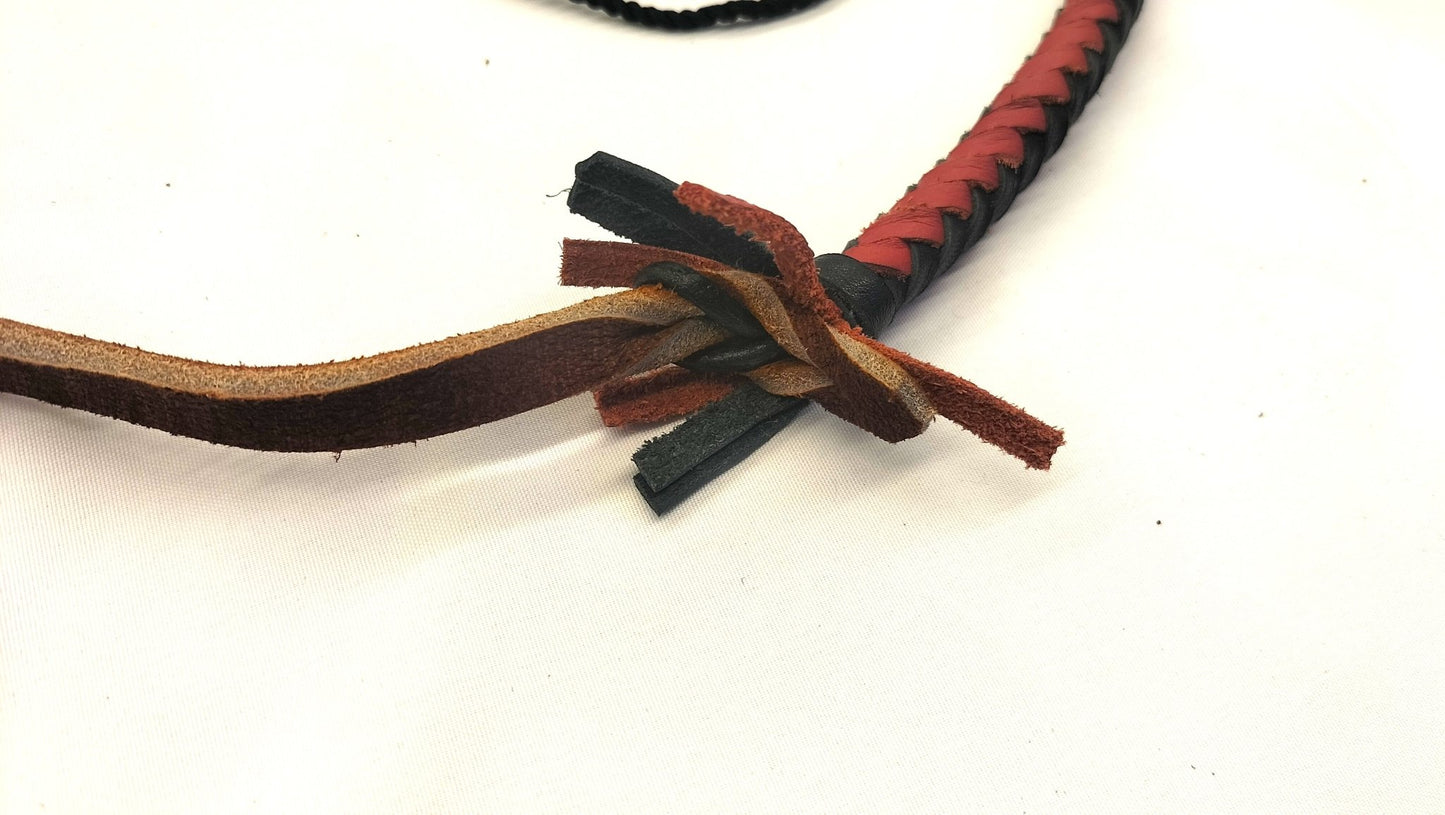 Snake Whip 90cm Rood Zwart - Shot Loaded Bullwhip met Loden Balletjes - BDSM - SM - speeltjes