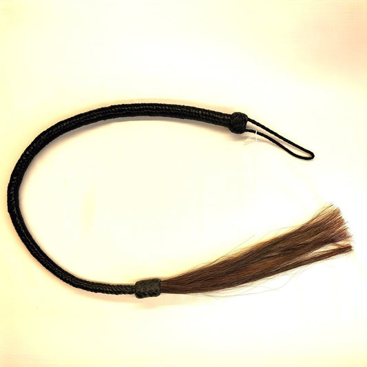 Snake Whip met Paardenhaar 110cm - Unieke Leren BDSM Zweep Zwart/Rood - Impact Play - SM - speeltjes