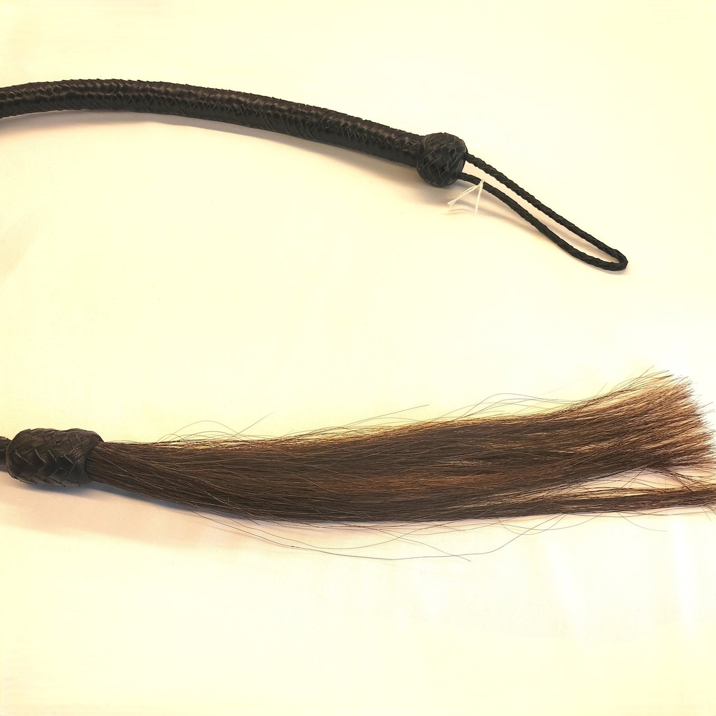 Snake Whip met Paardenhaar 110cm - Unieke Leren BDSM Zweep Zwart/Rood - Impact Play - SM - speeltjes