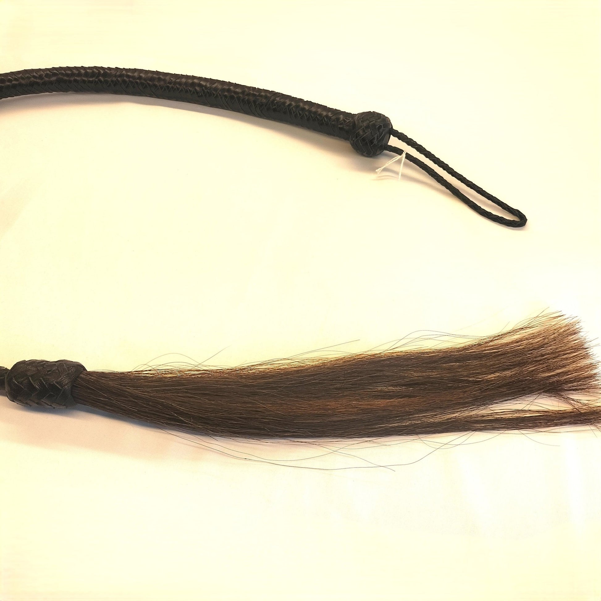 Snake Whip met Paardenhaar 110cm - Unieke Leren BDSM Zweep Zwart/Rood - Impact Play - SM - speeltjes