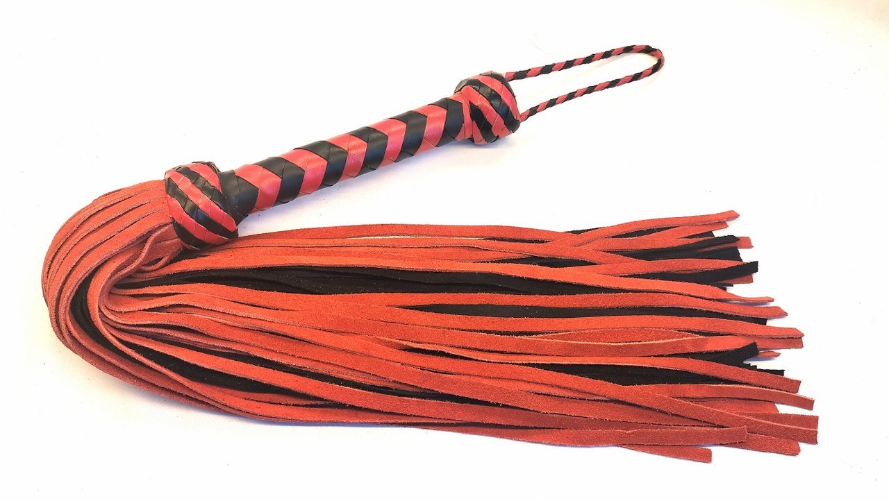 Suede Flogger 100 Falls Rood/Zwart - 72cm Zweep BDSM Sensual Play - BDSM - SM - speeltjes