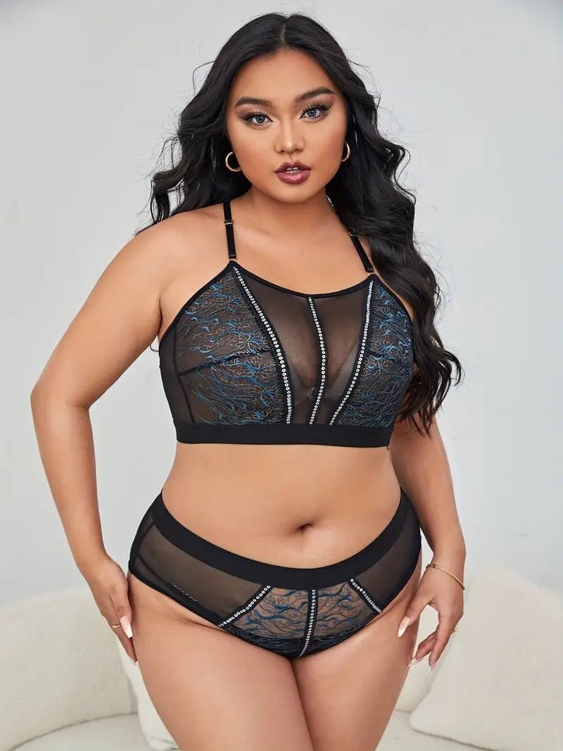 Top/panty setje met blauwe accenten - XL - 2XL - 3XL - 4XL - SM - speeltjes