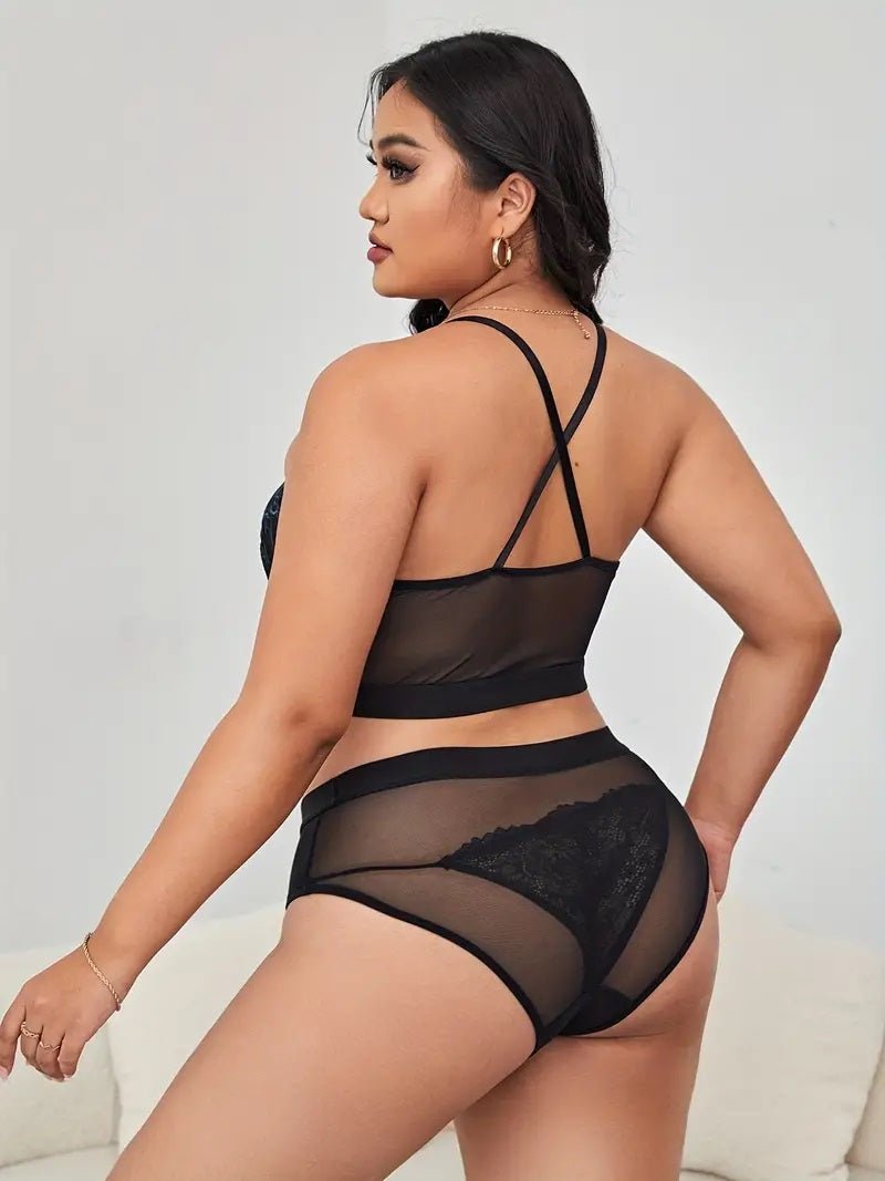 Top/panty setje met blauwe accenten - XL - 2XL - 3XL - 4XL - SM - speeltjes