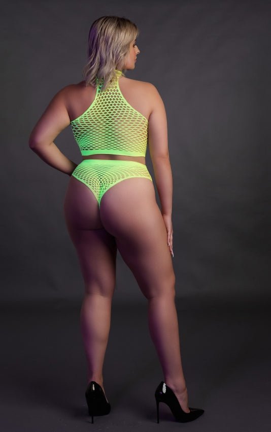 Turtle Neck and High Waist Slip - Neon Green OS en QS - SM - speeltjes