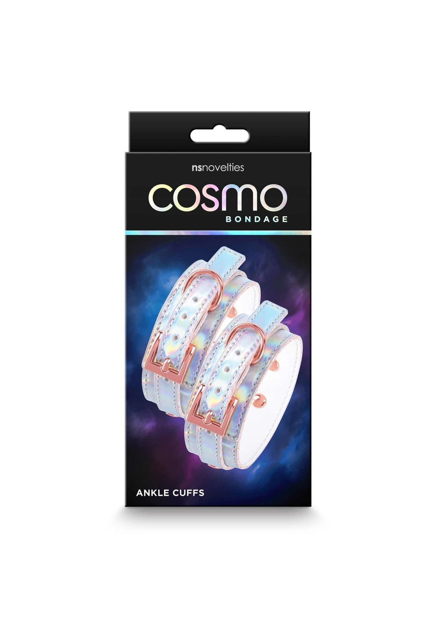Vegan Cosmo Bondage Collar en Boeien - Holografisch PU Leer Roségoud BDSM - Bondage - SM - speeltjes
