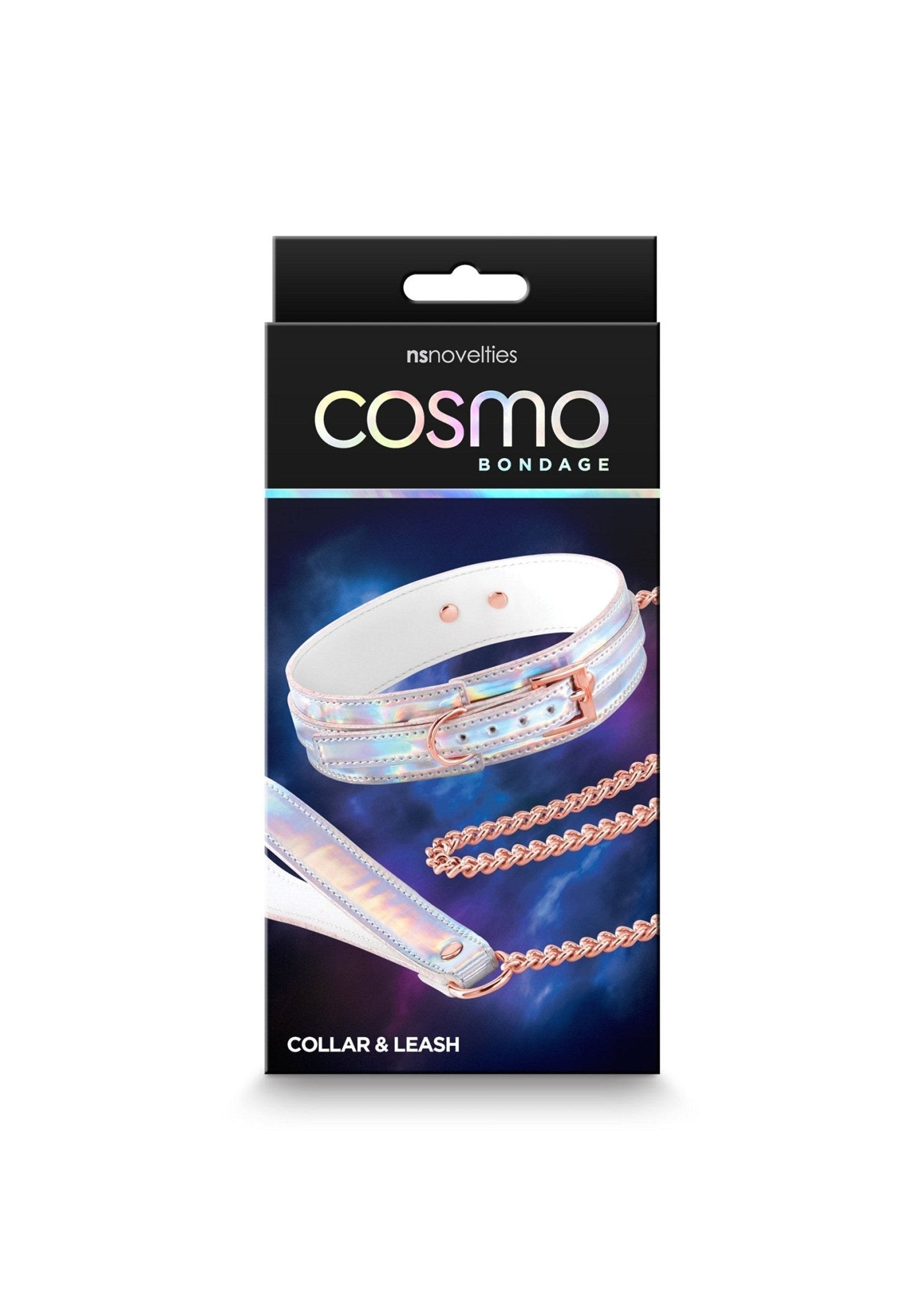 Vegan Cosmo Bondage Collar en Boeien - Holografisch PU Leer Roségoud BDSM - Bondage - SM - speeltjes