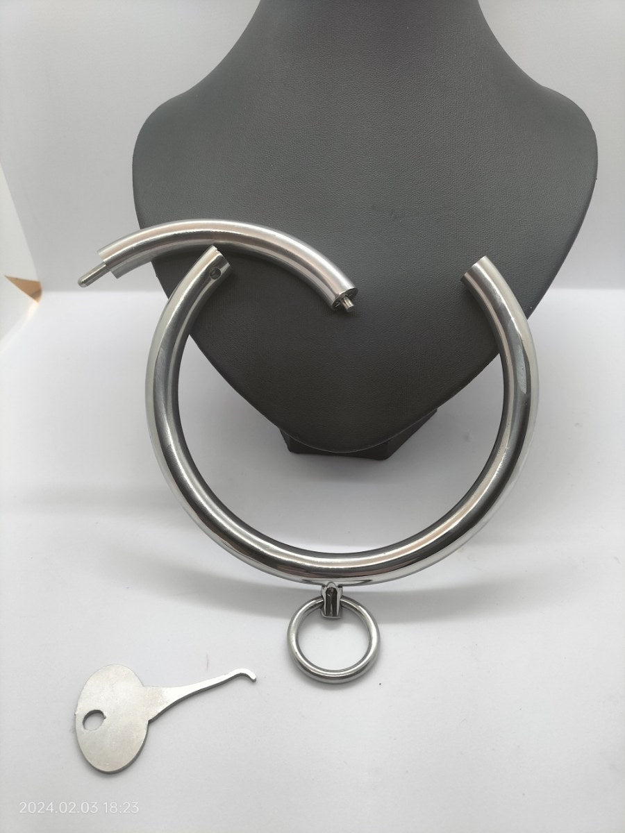 Verchroomde stalen collar met O ring en speciaal slot (2 maten beschikbaar) - SM - speeltjes