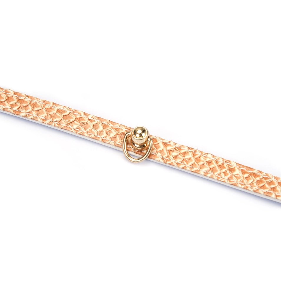 Zalmleren Choker met D-ring – Luxe BDSM Daily Collar Zalmkleurig - Collar - SM-speeltjes