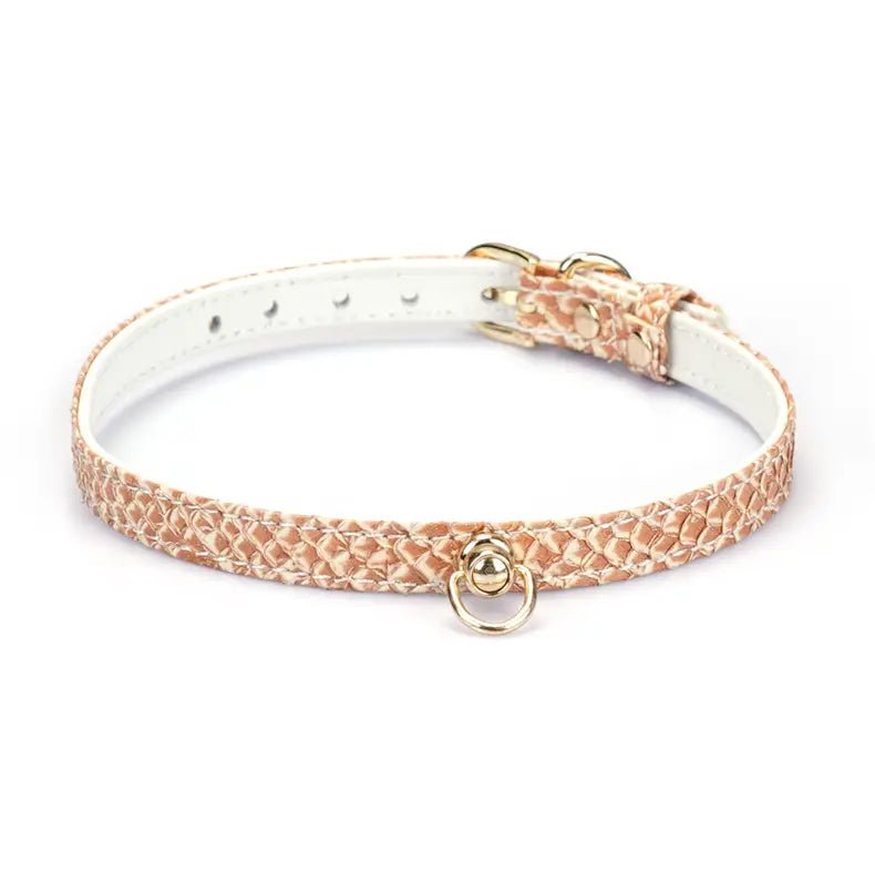 Zalmleren Choker met D-ring – Luxe BDSM Daily Collar Zalmkleurig - Collar - SM-speeltjes