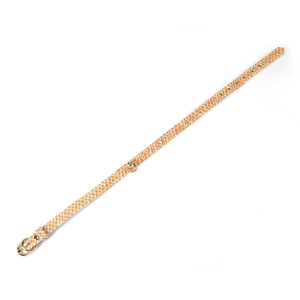 Zalmleren Choker met D-ring – Luxe BDSM Daily Collar Zalmkleurig - Collar - SM-speeltjes