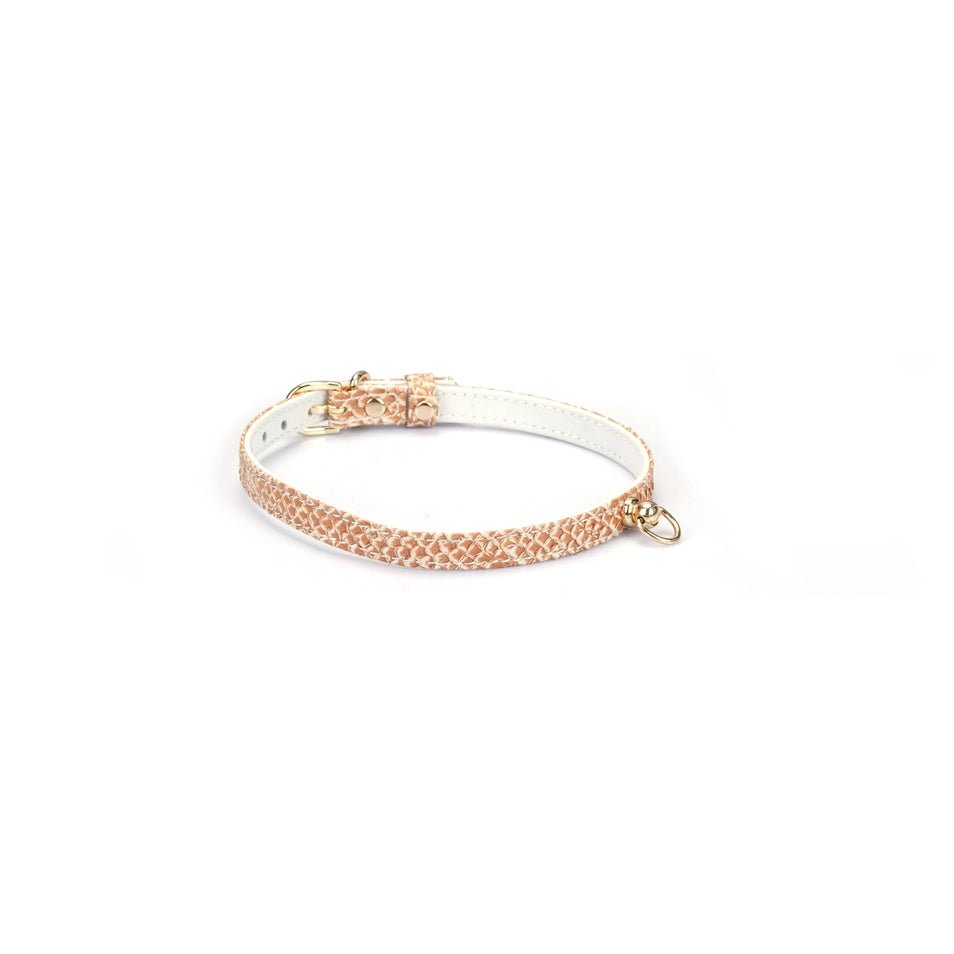 Zalmleren Choker met D-ring – Luxe BDSM Daily Collar Zalmkleurig - Collar - SM-speeltjes