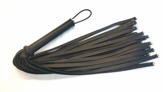 Zwart leren flogger met D-ringen - BDSM zweep overzicht1