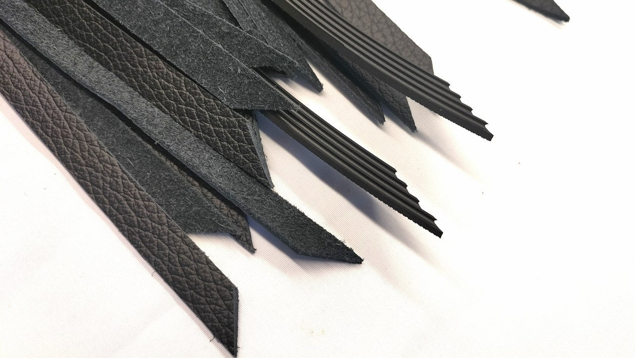 Zwart Leder Flogger met Rubber Falls – Handgemaakt Impact Play - Impact Play - SM - speeltjes