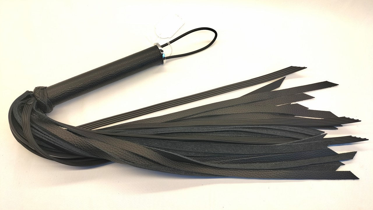 Zwart Leder Flogger met Rubber Falls – Handgemaakt Impact Play - Impact Play - SM - speeltjes