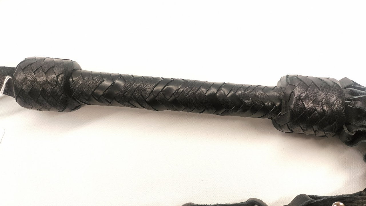 Zwart Leder Gesel 9 Loop Falls - Flogger Zweep Impact Play BDSM - Impact Play - SM - speeltjes
