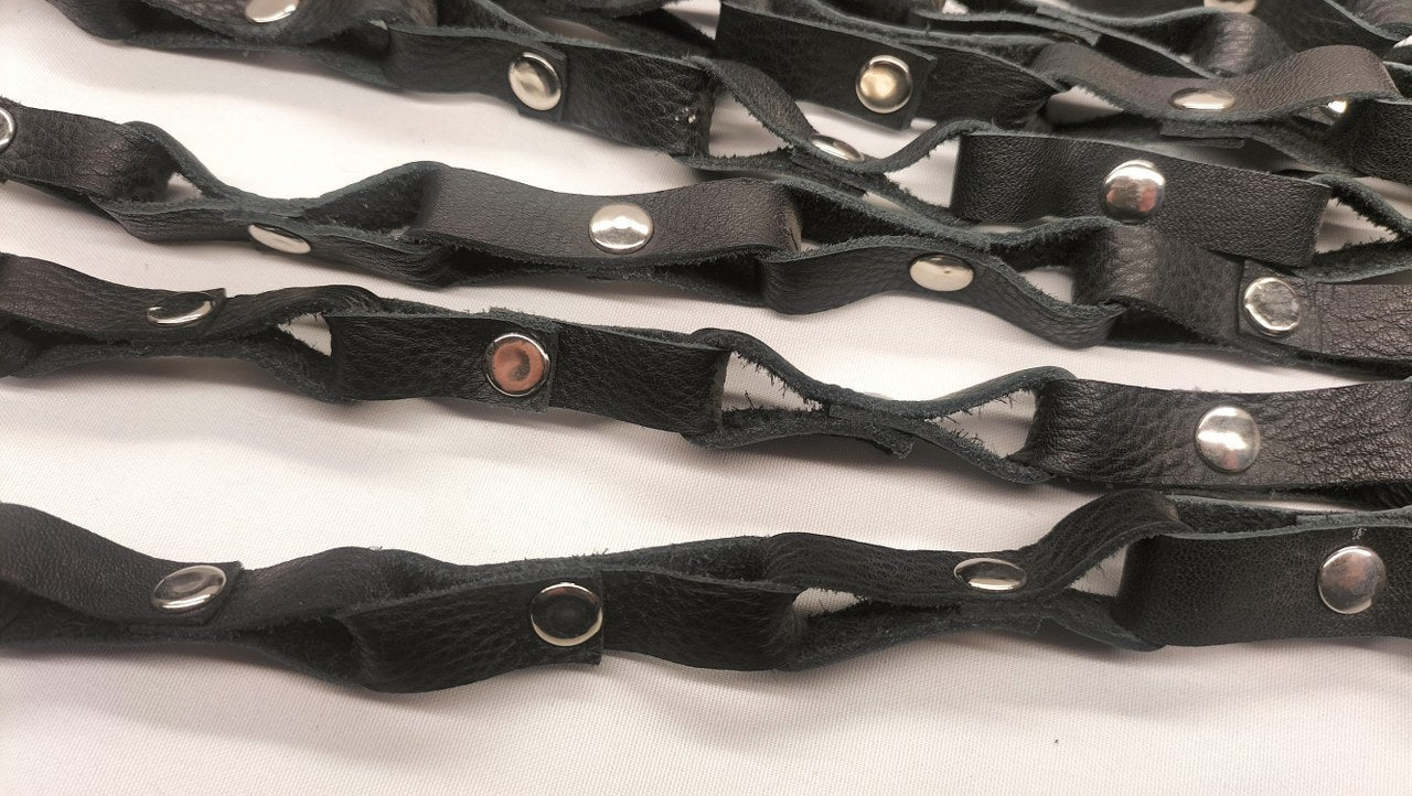 Zwart Leder Gesel 9 Loop Falls - Flogger Zweep Impact Play BDSM - Impact Play - SM - speeltjes