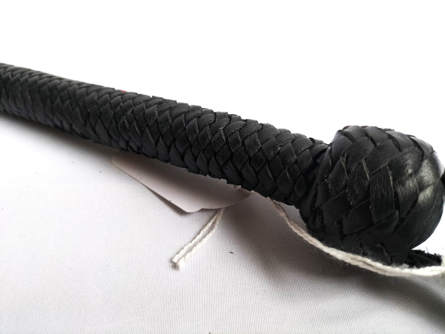 Zwart lederen snake whip met english eye - SM - speeltjes