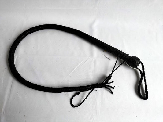 Zwart lederen snake whip met english eye - SM - speeltjes