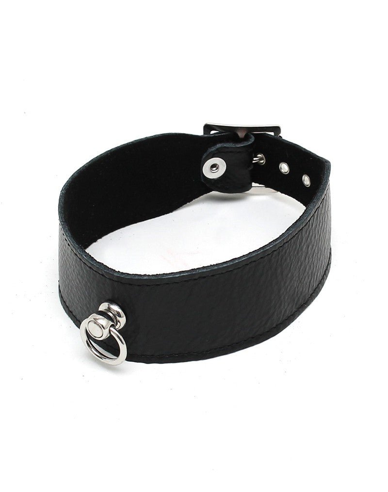 Zwart nappa leer collar 4 cm breed (2 maten) - SM - speeltjes