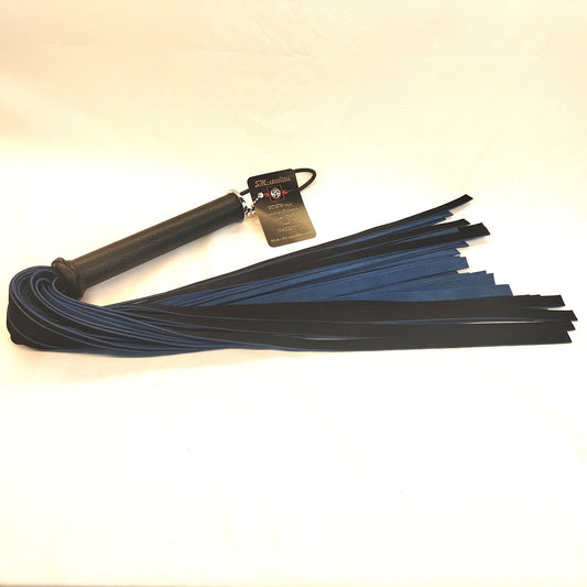 Zwart/blauw suède Flogger 500g - 36 Falls 50cm 2mm Dik Handgemaakt België - Impact Play - SM - speeltjes