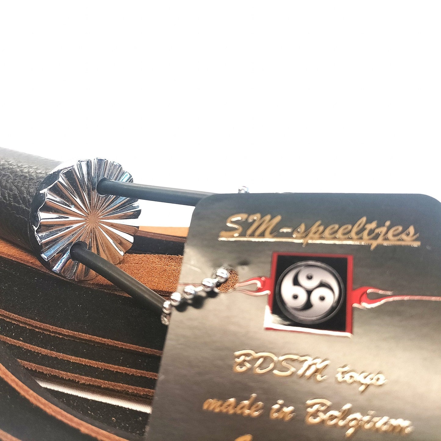 Zwart/cognac suède Flogger 500g - 36 Falls 50cm 2mm Dik Handgemaakt België - Impact Play - SM - speeltjes