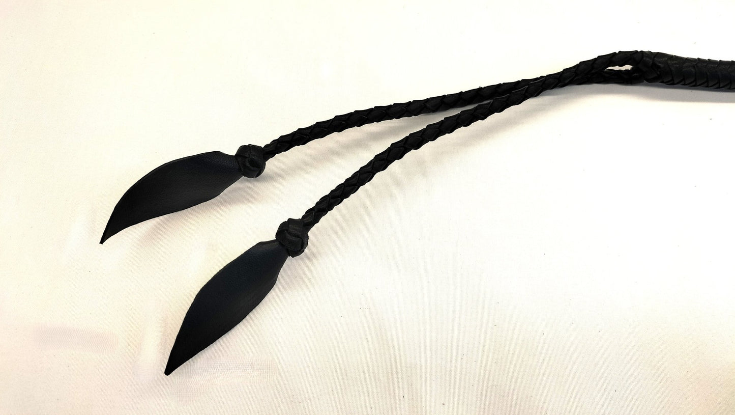 Zwarte Gespleten Snake Whip 99cm - Dubbele Bladjes BDSM Impact Toy - Impact Play - SM - speeltjes