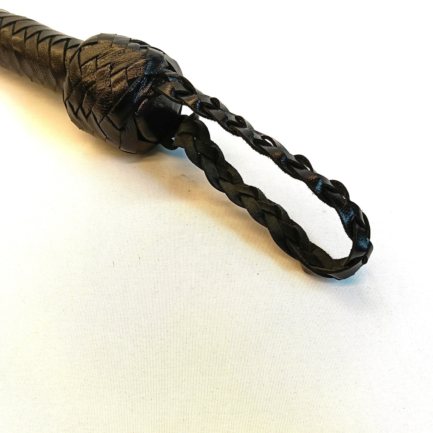 Zwarte Gespleten Snake Whip 99cm zonder Turkse Knopen – Dubbele Bladjes - Impact Play - SM - speeltjes