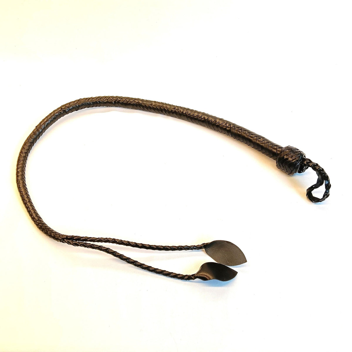 Zwarte Gespleten Snake Whip 99cm zonder Turkse Knopen – Dubbele Bladjes - Impact Play - SM - speeltjes