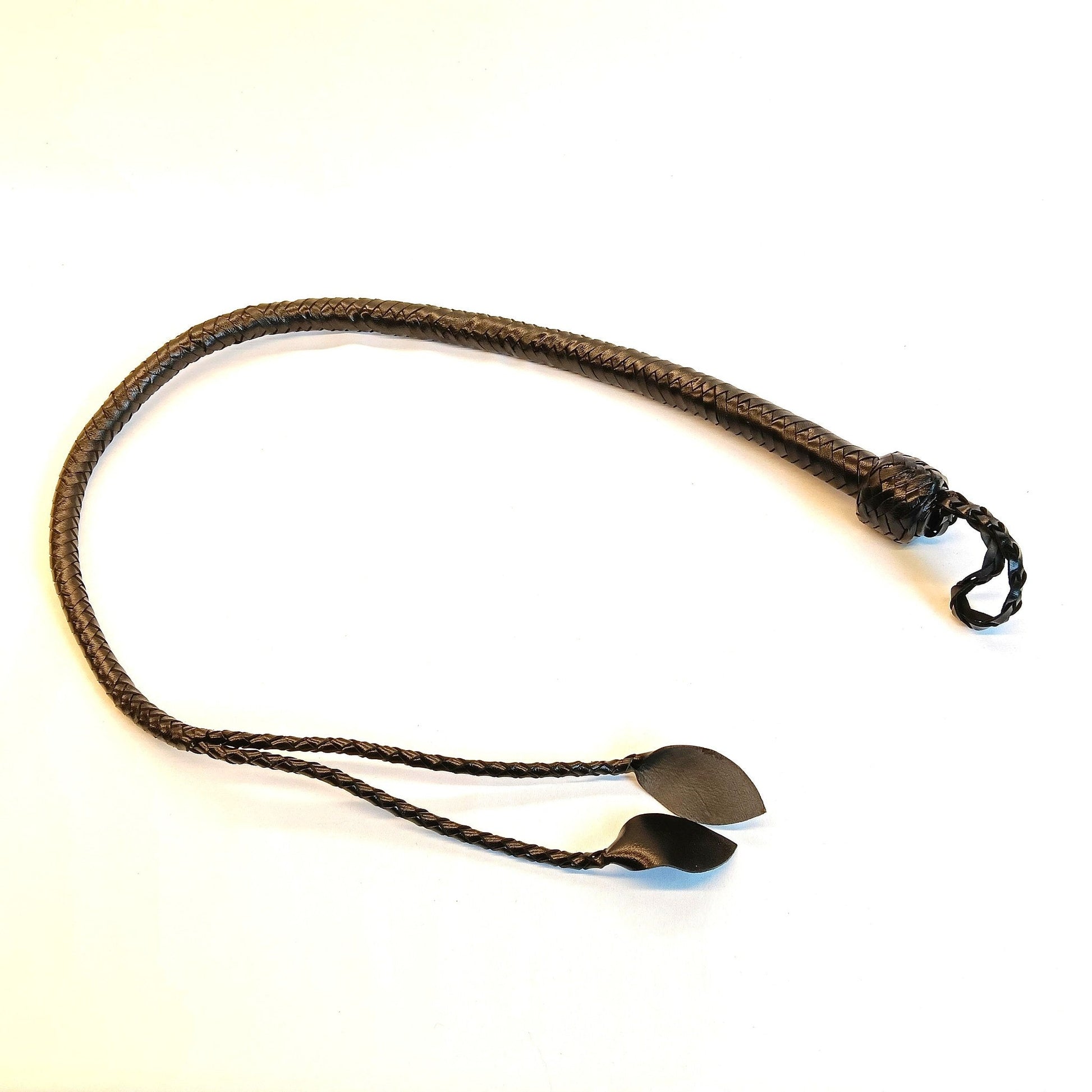 Zwarte Gespleten Snake Whip 99cm zonder Turkse Knopen – Dubbele Bladjes - Impact Play - SM - speeltjes