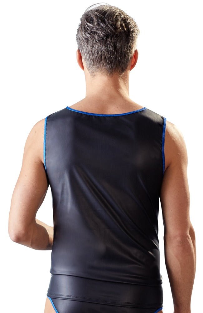 Zwarte heren shirt met blauwe accenten - SM - speeltjes