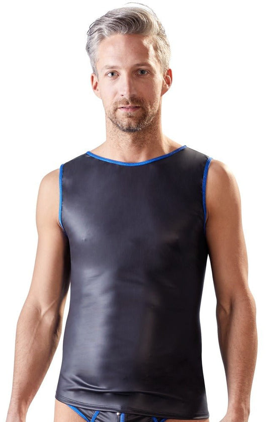 Zwarte heren shirt met blauwe accenten - SM - speeltjes