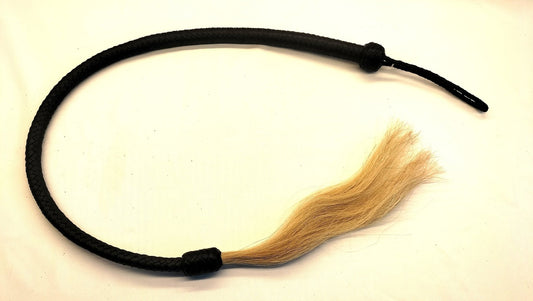 Zwarte Snake Whip 105cm met Blond Koeienhaar - BDSM Zweep Flogger - Impact Play - SM - speeltjes