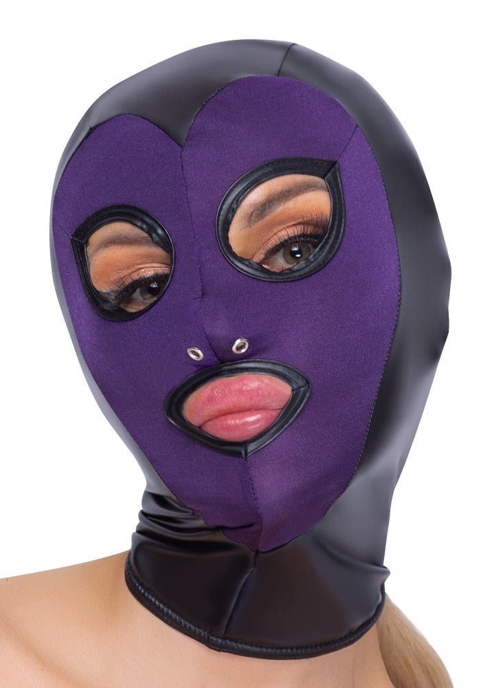 Zwart/paars hoofdmasker bad kitty - SM - speeltjes