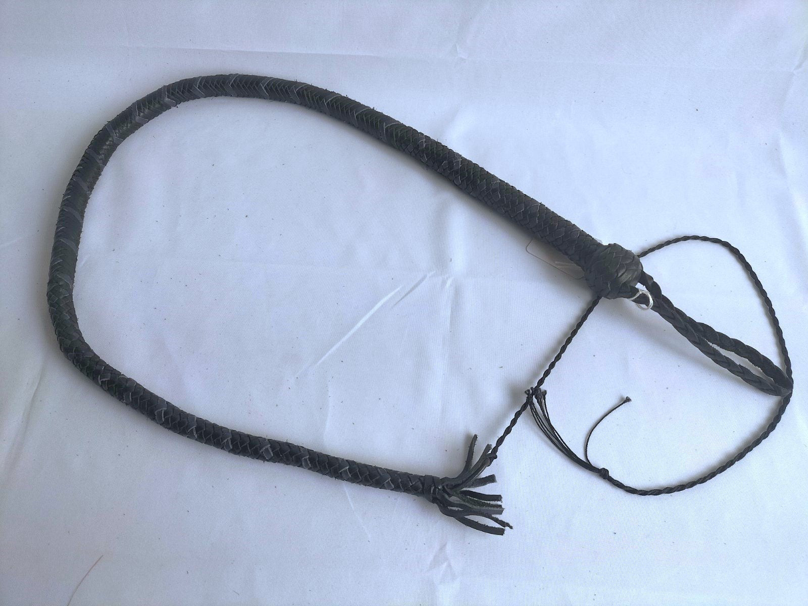 Zwart/paars lederen snake whip met english eye - SM - speeltjes