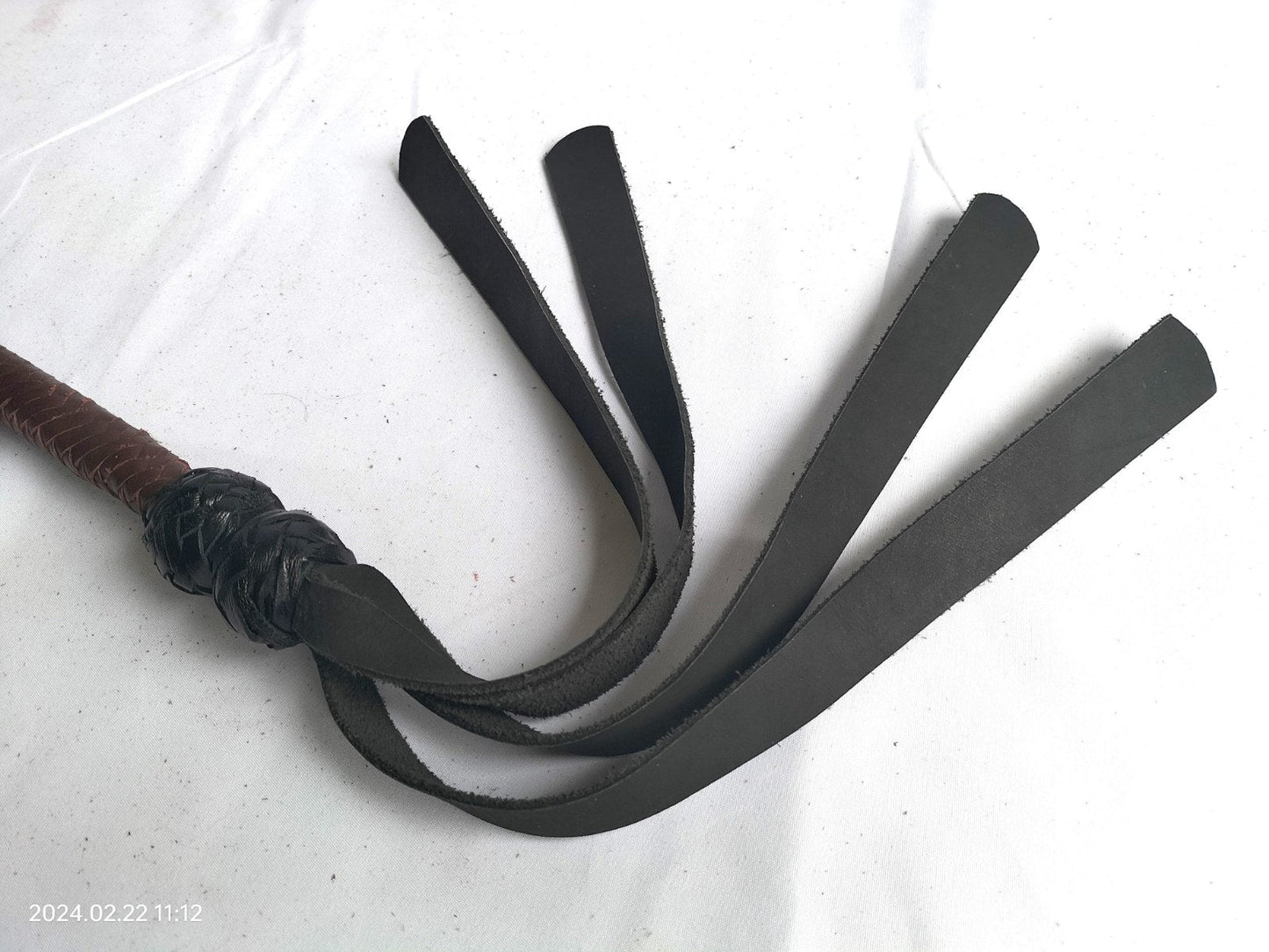 Zwart/whisky gesel met 4 zacht tuigleder falls - SM - speeltjes