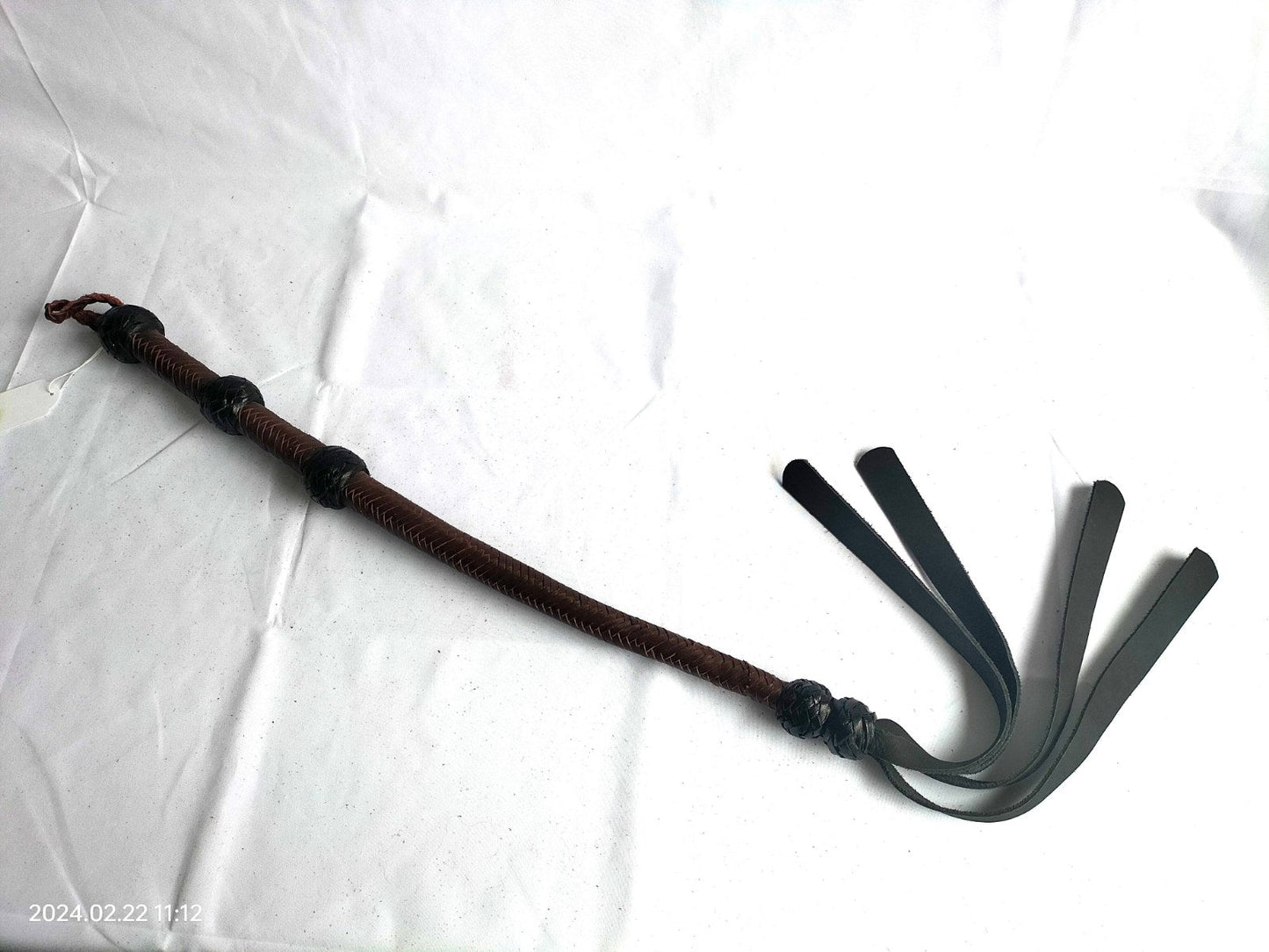 Zwart/whisky gesel met 4 zacht tuigleder falls - SM - speeltjes